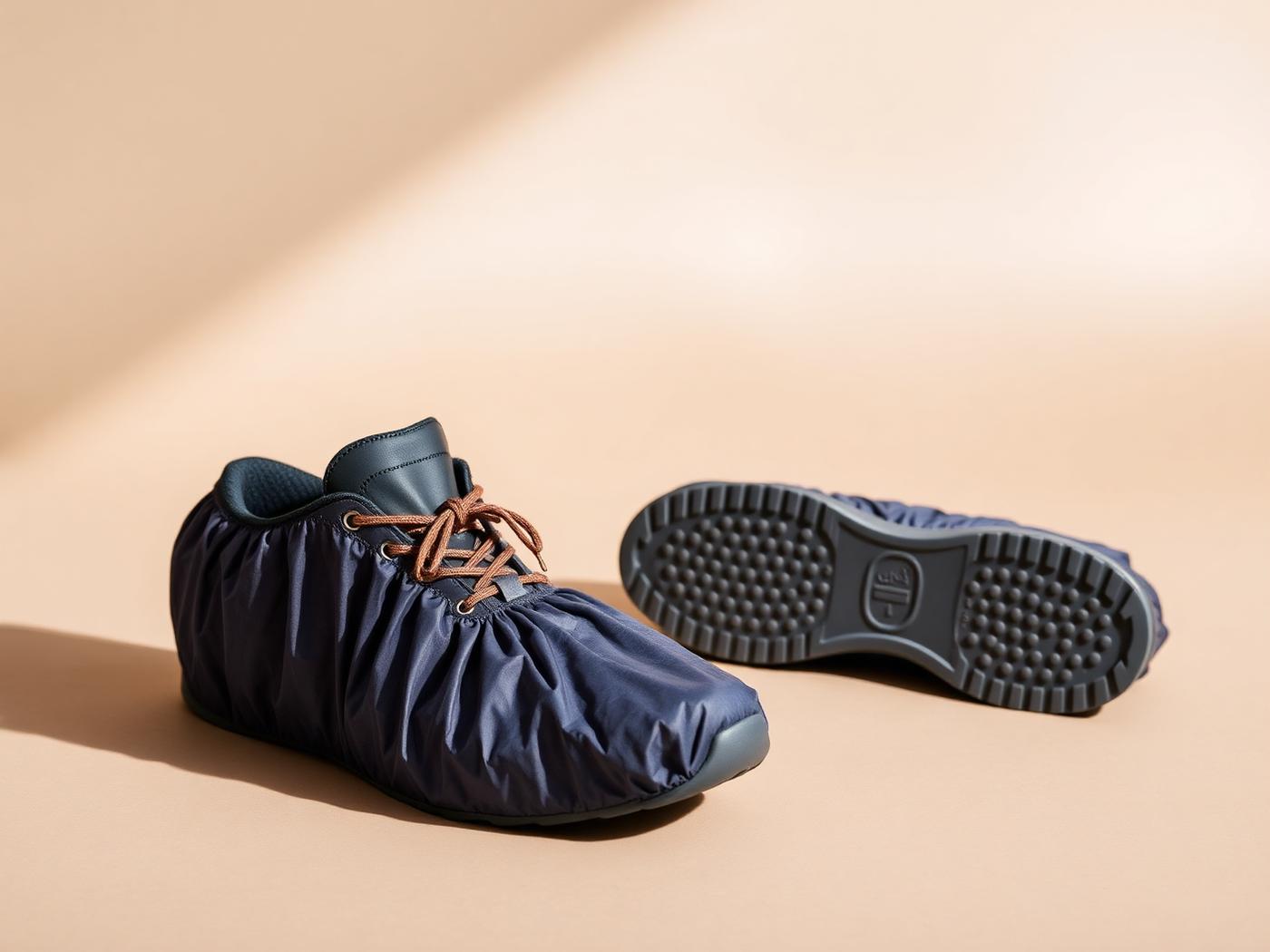 Washable water-resistant shoe covers with a non-slip textured sole